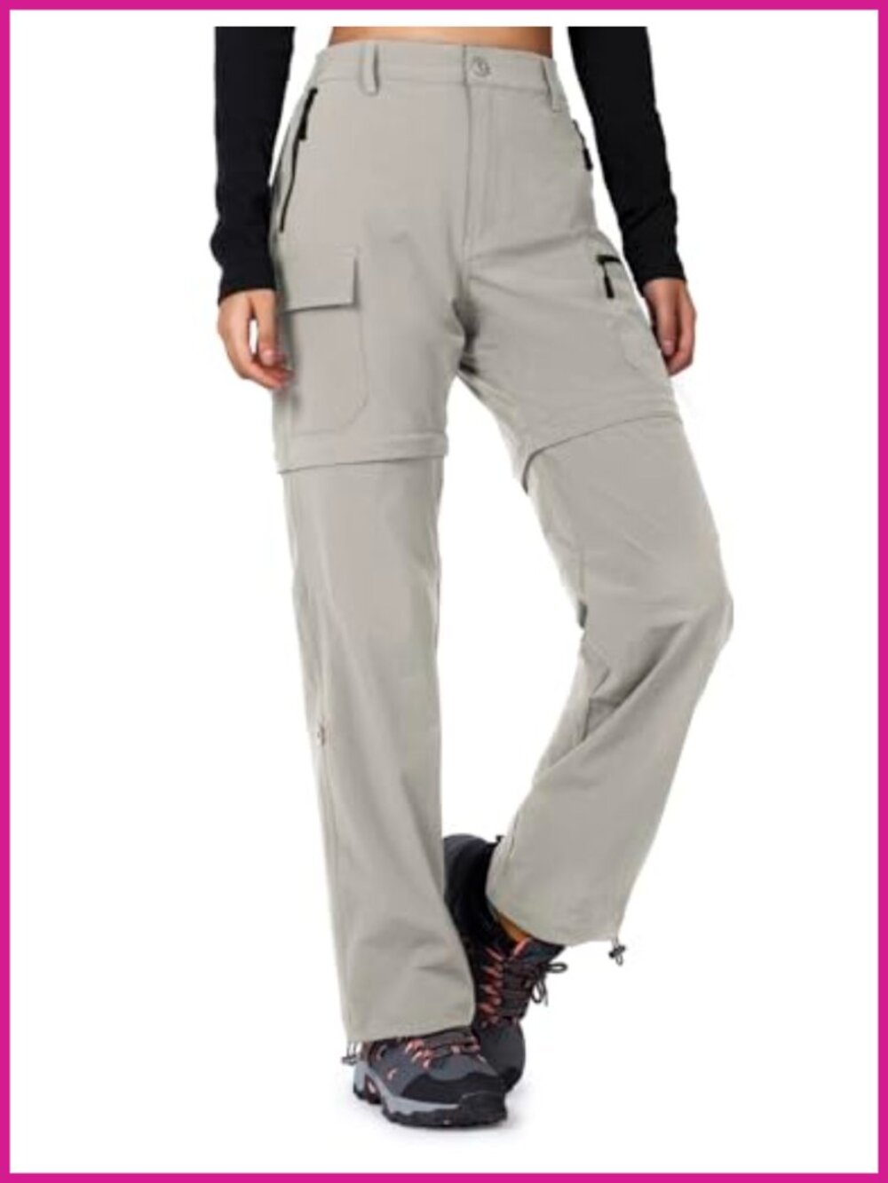 Women's Convertible Hiking Pants Lightweight Adjustable Waist 5 Pockets